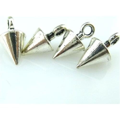 25pcs Antique Silver 13*6*6mm Cone Geometric Charms Pendant For Jewelry Making Bracelet Vintage Accessories