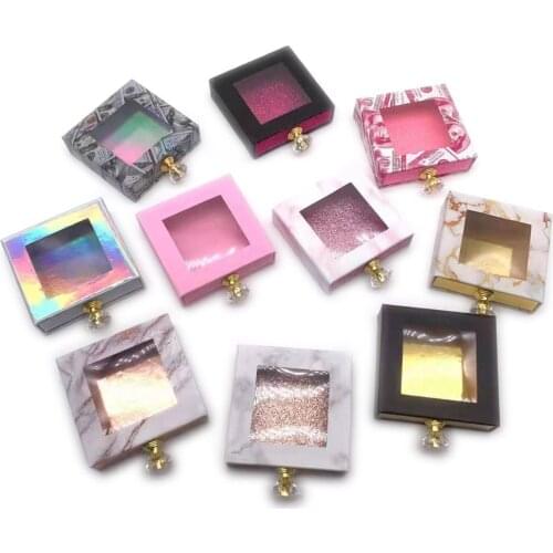 Empty Square Drawer Eyelash Package Vendors Wholesale Bulk Lash Cases Packaging for False Eyelashes упаковка