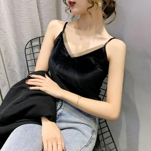 Sexy Lace Female Tank Tops Women Velvet Sleeveless V Neck Womens Camisole Halte Tank Top Slim Summer Woman Clothe