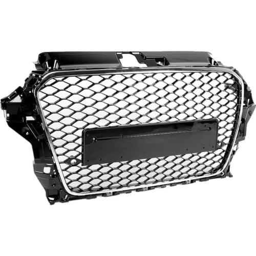 Honeycomb front bumper cover RS3 silver frame medium mesh grille in line with For Audi A3 8V 201320142015 no