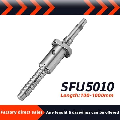 Stepper motor linear bearing shaft support uses small ball screw with nut SFU5010 100mm / 150mm / 165mm-1000mm
