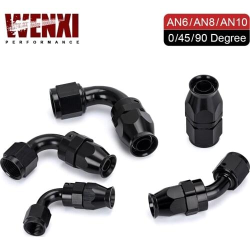 1 Piece PTEF AN6 8 10 Straight 45 90 Degree Reusable Swivel Hose End Fitting For Stainless Steel Braided hose Black Red Blue