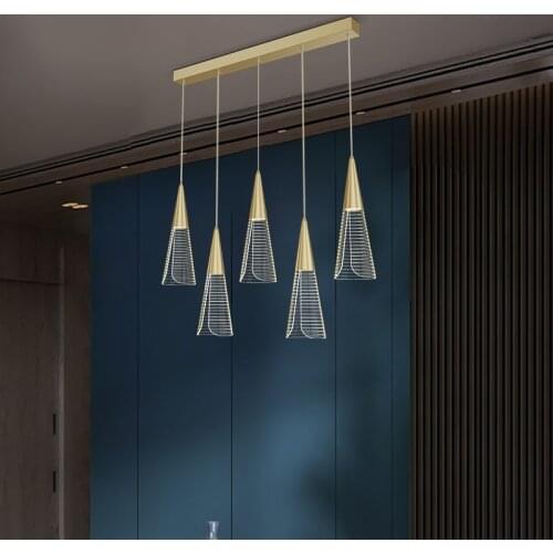 Modern LED Chandelier Nordic Art Golden Pendant Lamp For Spiral Staircase Living Room Bedroom Kitchen Home Decoration Light Fixt