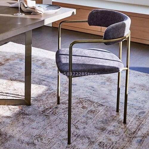 Nordic Light Luxury Dining Chair Modern Household Makeup Stool Negotiation Back Chair With Armrest Italian Leisure Office Recept