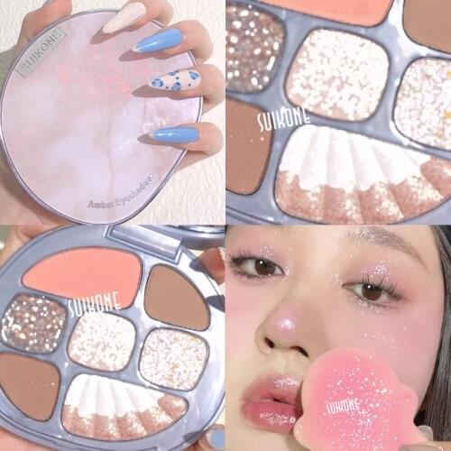 SUIKONENew 9 Colors Fashion Blush Long-lasting Waterproof Eyeshadow Palette Eye Shadow Powder Make Up Women Cosmetics
