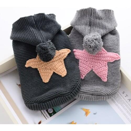 Pure Handmade Knit Dog Sweater Coat Outfit Chihuahua Shih Tzu Yorksire Pet Clothing For Cats Animal With Hat Supplies Drop Ship