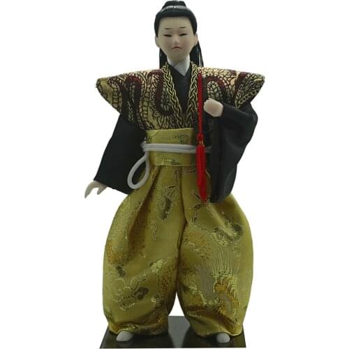 1/6 Traditional Japanese Standing Samurai Doll Model Decor Wearing Green Clothes