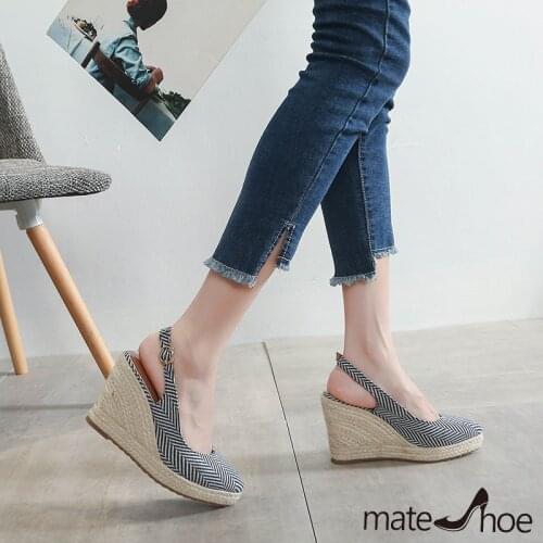 Mateshos High Heel Wedge Shoes 2021 Newest Fashion Style Women Sandals Female Pointed Toe Slippers High-heeled Espadrilles Straw