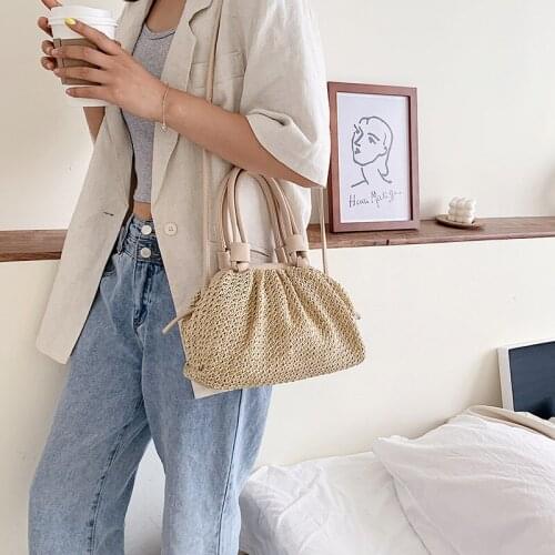 Сумка женс Cloud Bags for Women 2021 Summer PU Leathe Handbags Shoulder Bag Summer Holiday Beach Crossbody Bag Female Straw