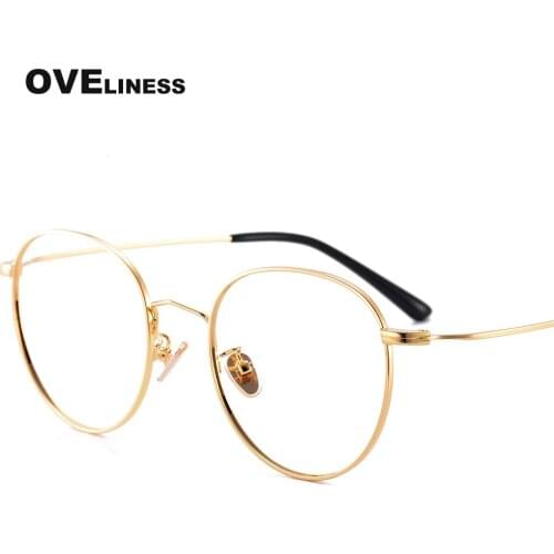 Fashion Retro eyeglasses frames Optical Round glasses frame for Women Men Clear Myopia Prescription glasses full Metal eyewear