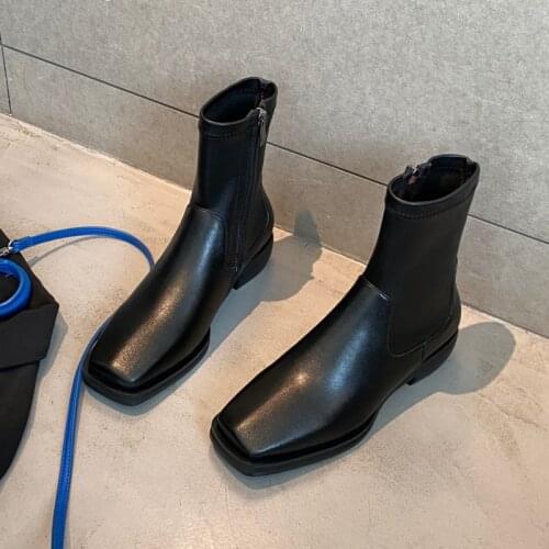 Womens First Layer Boots Fashion Cowhide Short Boots Soft Comfortable And Wear-resistant Low Heel Design Does Not Wear Boots