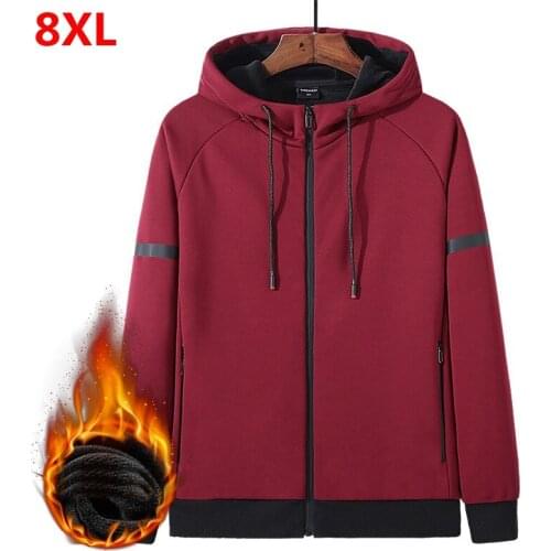 Winter mens autumn winter thick coat 7XL sports Hoodies Plus velvet plus size knit cardigan fashion hooded 8XL