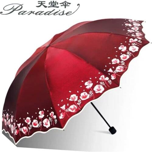 Top Brand Paradise High Quality 106cm big Sun Rain Umbrella Flower Folding Double Parasol Wind Resistant and Anti-UV Parapluie