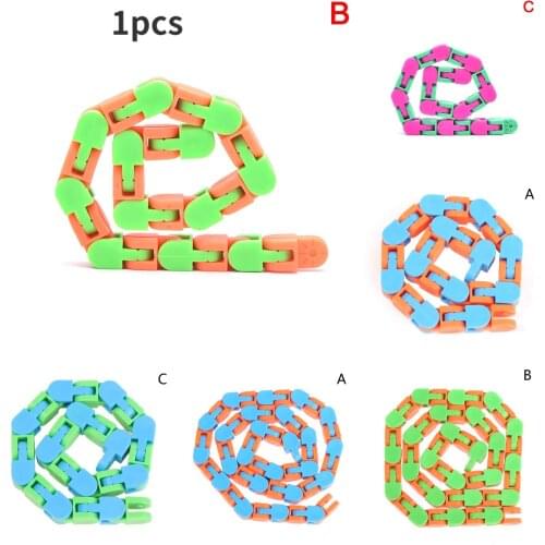 1pcs Stress Relief Colorful Puzzle Sensory Fidget Toys Wacky Tracks Snap and Click Toys Kids Autism Snake Puzzles Classic Toy