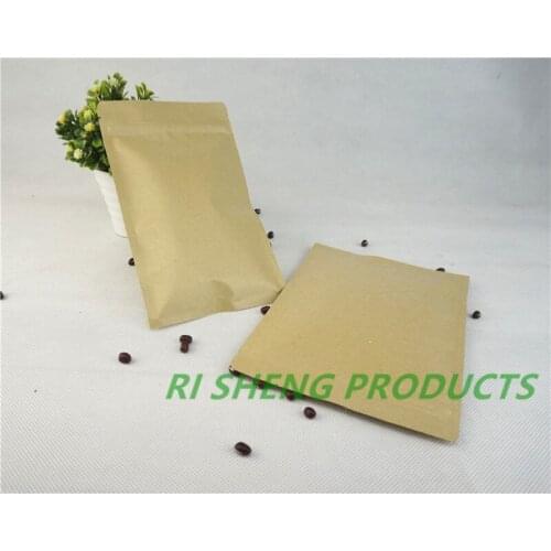 100pcs 15X22cm Brown Kraft paper ziplock bags inner aluminium foil,Resealable Craft paper aluminized pouch Zipper Grip seal sack