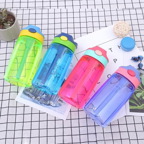 New hot Fashion 480 ml Cute Baby Water Cup Leak Proof Bottle with Straw Lid Children School Outdoor Drinking Bottle Training Cup