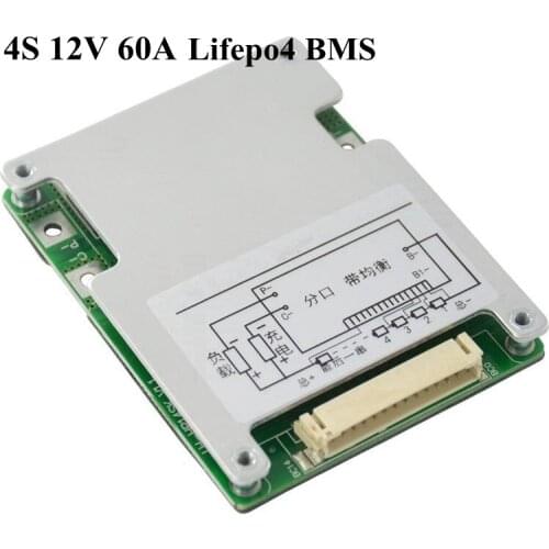 4s 12v 60A Battery Protection BMS Board with Balance for 4 Packs Lifepo4 500w 720w Electric Bicycle E-scooter Battery Pack Diy