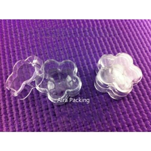 5G 10G 100pcs/lot Clear Flower Shape Eyeshadow Powder Case, Blusher Box, Lip Rouge Sub Container, Nail Art Decorations Bottle