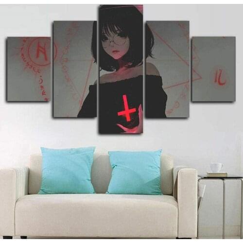 5 Piece Wall Art Canvas Anime Manga Sacred Girl Figure Posters And Pictures Home Living Room & Bedroom Decoration Paintings
