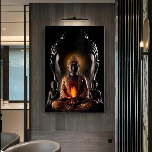 Abstract Gold Buddha Wall Art Canvas Paintings Modern Buddha Canvas Art Prints Art Pictures Buddhism Posters Wall Cuadros Decor