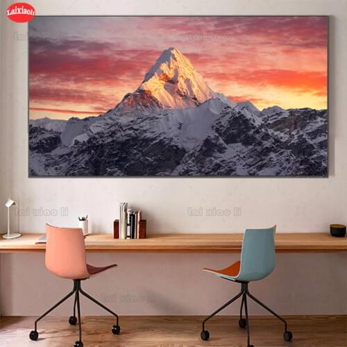 Diamond painting Mount Everest sunset scenery 5d diy handmade embroidery kit full square/round drill home decor