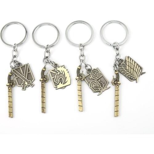 Anime Attack on Titan Key Chain Wings of Freedom Keychain Key Ring Holder Pendant Metal Keychains Charm Men Jewelry