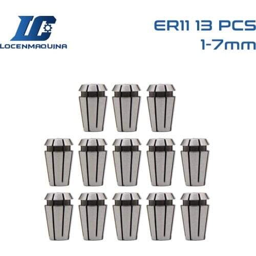 13 pcs ER11 cnc spindle collet chuck(inner diameter from 1-7mm) er11 collet