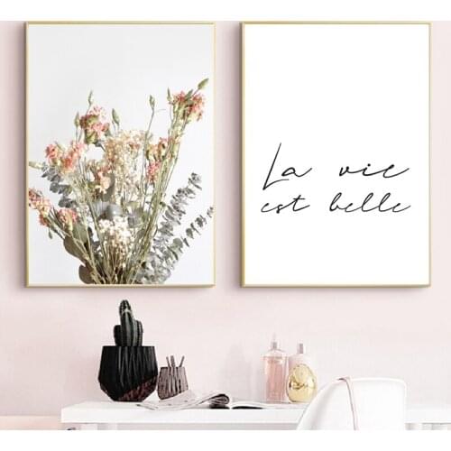 Nordic Style Flower Quotes DecorationCanvas Painting Wall Art Nordic Posters and Prints Wall Pictures for Living Room Decor