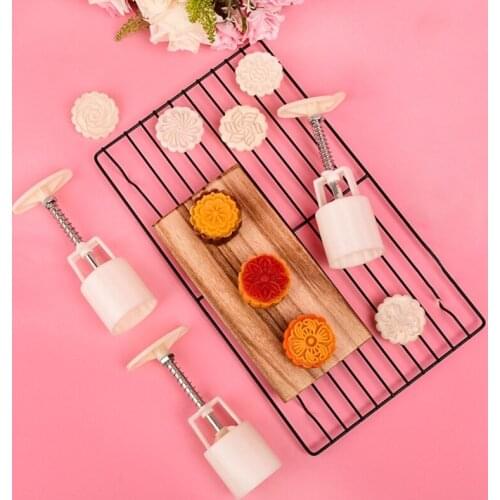 50g Mooncake Mold 8 Plum Flower Stamps Cookie Cutter Hand Press Green Bean Cake Pastry Mould DIY Bakeware