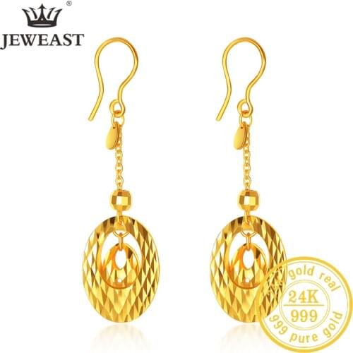 JJL 24K Pure Gold Earring Real AU 999 Solid Gold Earrings Nice Hollow Ball Tassel Upscale Trendy Fine Jewelry Hot Sell New 2020