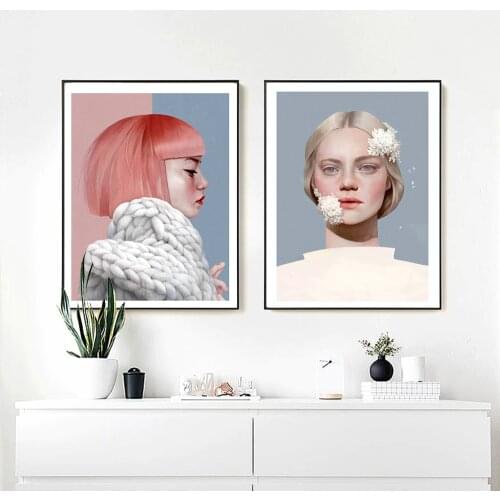 WANGART Girl Oil Painting Canvas Posters and Prints Nordic Style Kids Decoration Wall Picture for Living Room Modern Wall Art