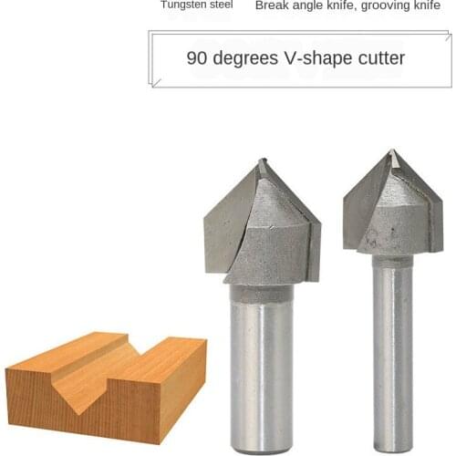 1PCS 1/2" 1/4" Shank Industrial Grade Router Bits for wood 90 Deg V Type slotting cutter Tungsten Woodworking Carving TooL