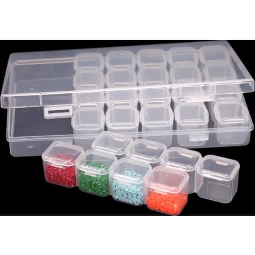 28 Grids DIY Diamond Painting Square Drill Box Jewelry Box Rhinestone Embroidery Crystal Bead Organizer Storage Case Container