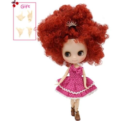 ICY DBS Middie Blyth doll Series No.QE150 Orange Red curly hair Matte face 1/8 BJD