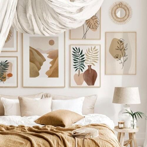 Monstera Leaves Poster Flower Canvas Painting Abstract Plant Vases Line Art Print Modern Wall Picture For Living Room Home Decor