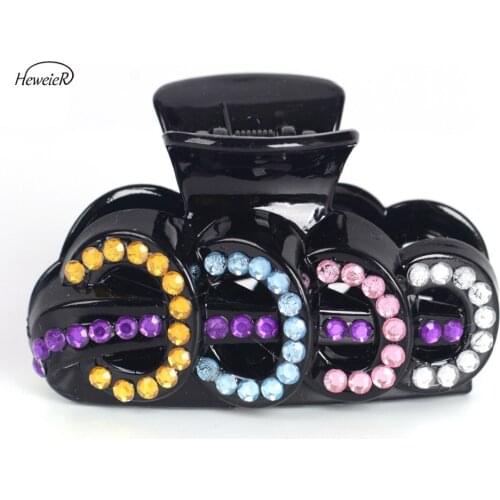 Fashion Plastic Hair Clip Claws Crab Women Ladies Colorful Rhinestone Crystal Hairpieces Hairpin Headdress Accessories