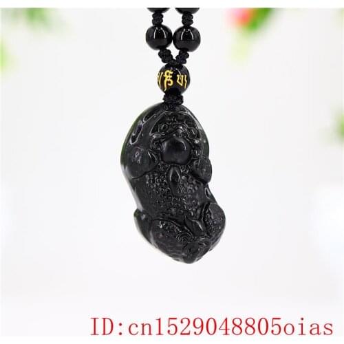 Jade Pixiu Pendant Charm Jewellery Chinese Black Green Gifts Amulet Fashion Carved Natural Necklace