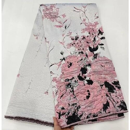 New African Floral Brocade Fabric Jacquard Lace Cloth Nigerian Flower Damask Material Africaine Dentelle Tissu For Dress PJZ22