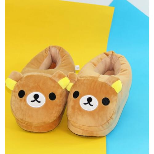 New Cartoon Bear Plush Winter Warm Slippers Home Lover Couple Warm Cotton Slippers Women Casual Bedroom Slides Furry Warm Shoes