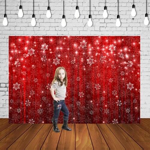 New Year Christmas Backdrop Snowflakes On Red Background Noel Xmas Party Banner Portrait Photo Studio Wallpaper Cake Table Props