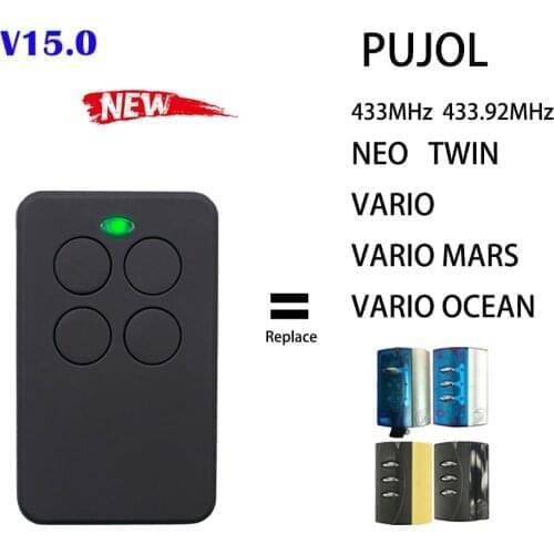 PUJOL Garage Control Opener 433MHz For PUJOL MARTE, P215,TWIN,VARIO, VARIO MARS, VARIOOCEAN, NEO Door Remote Control Transmitter