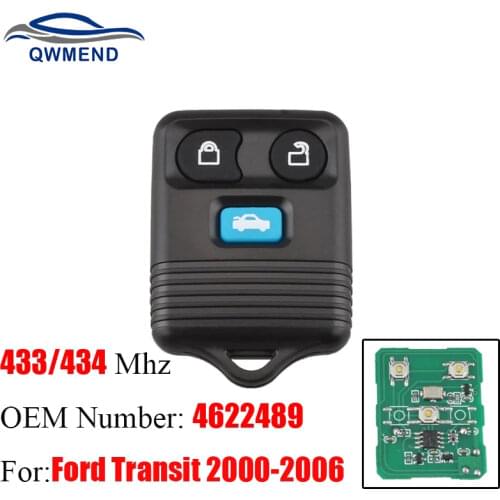 BHKEY 3 Button Car Remote Key For Ford Transit MK6 Connect 2000-2006 Smart Car Keyless Entry Fob 433MHz