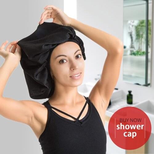 Sleep Cap Waterproof Shower Cap Female Hair Care Protect Hair Large Satin Silk Bonnet Cap Luxurious Fabric Premium Elastic Band