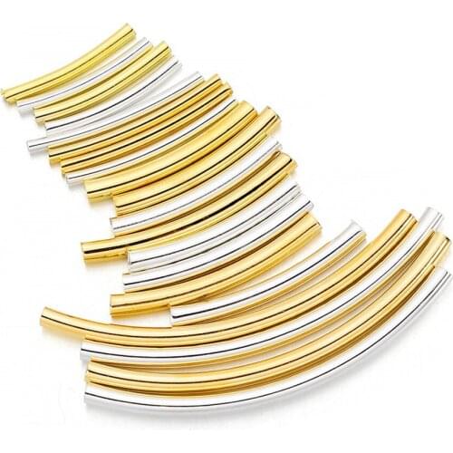 100Pcs/Lot Smooth Curved Spacer Beads Connectors Copper Tube for DIY Bracelet Necklace Jewelry Making Accessories Supplies