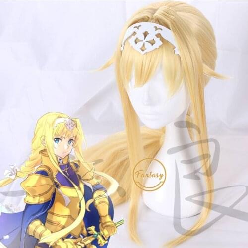 Alice Synthesis Thirty Sword Art Online Blonde Braid Heat Resistant Synthetic Hair Cosplay Halloween Wig+ Free Wig Cap