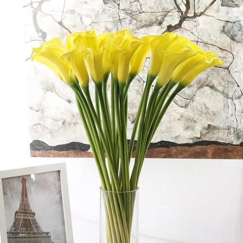1 Pc 64cm Artificial Long Calla Lily Decoration Ornament White Yellow Home Wedding Bouquet Gift Fake Flower Decoration