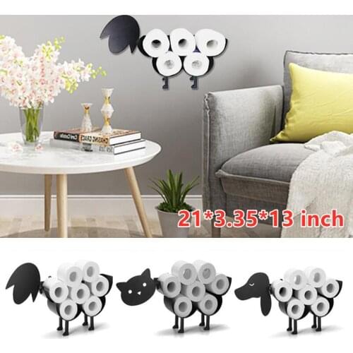 Bathroom Toilet Cat Dog Sheep Toilet Roll Holder Tissue Paper Towel Holder Stand Black Animal Free-Standing Paper Storage Rack