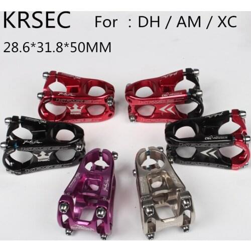 KRSEC MTB Mountain Bike Stem CNC Cycling Handlebar Bicycle Stems Cross Country Road Bike Accessories 31.8*28.6*50mm