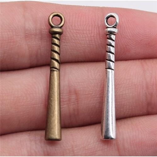 WYSIWYG 10pcs 35x5mm Antique Silver Color Antique Bronze Plated Baseball Bat Pendant Baseball Pendant Baseball Bat Charm