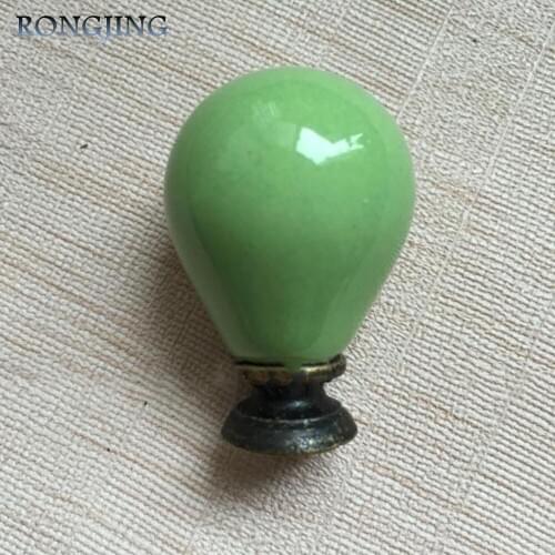10x Green Ceramic Knobs Rural Kids Furniture Knob Cupboard Handles Procelain Kitchen Knobs Handles Rural Furniture Drawer Pulls